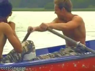 Steamy gay sucking in a little boat